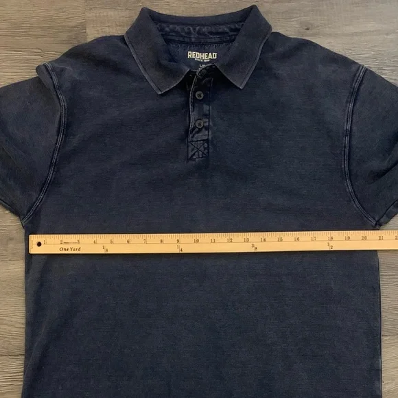 RedHead SS Dark Indigo Blue 3 Button All Cotton Polo - Picture 5 of 7
